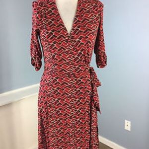 Banana Republic Brick Print True Wrap Dress Jersey